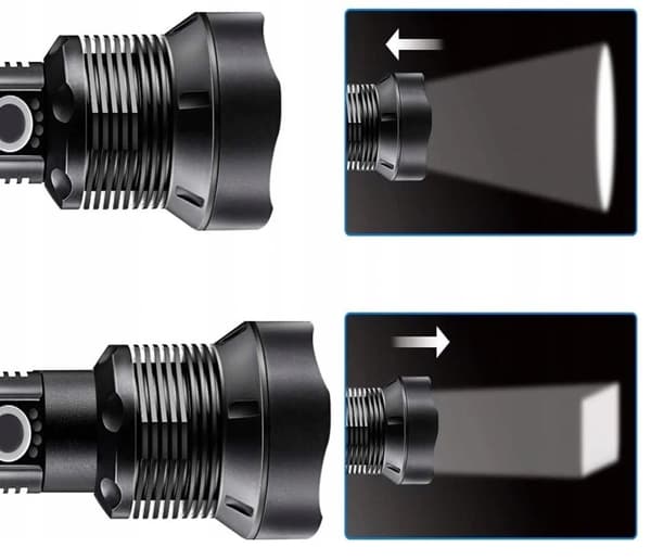 Taktinen taskulamppu ladattava tehokas LED XHP70 zoom USB-setti