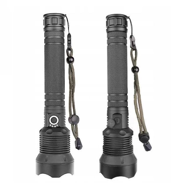 Taktinen taskulamppu ladattava tehokas LED XHP70 zoom USB-setti