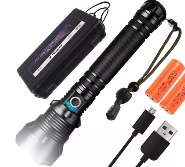 Taktinen taskulamppu ladattava tehokas LED XHP70 zoom USB-setti