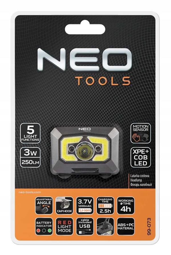 NEO USB genopladelig pandelampe + sensor