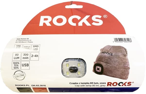 LED-ficklampa med lock 80 lm, 3 lägen, USB (grå)