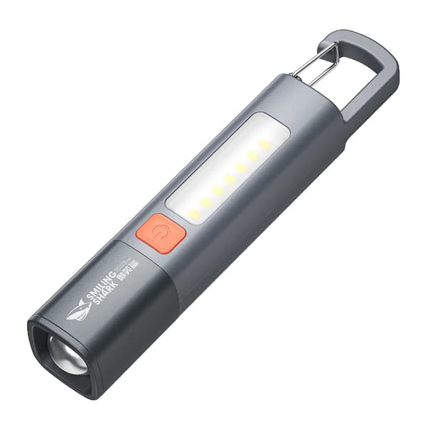 Genopladelig LED-lommelygte, vandtæt design, justerbart fokus,grå