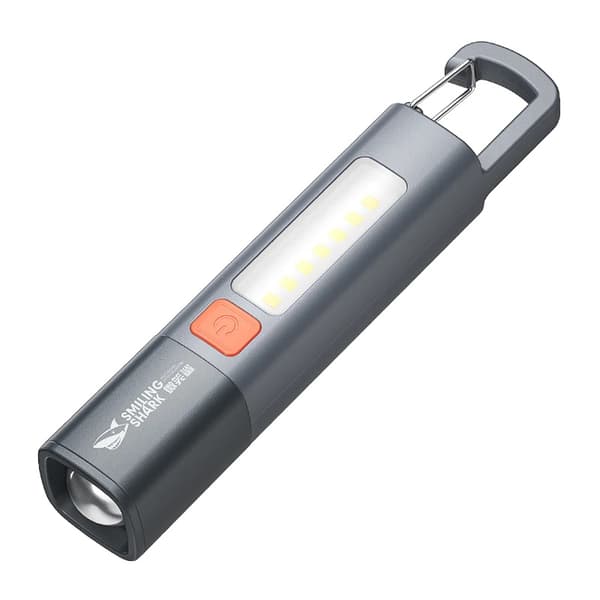 Genopladelig LED-lommelygte, vandtæt design, justerbart fokus,grå