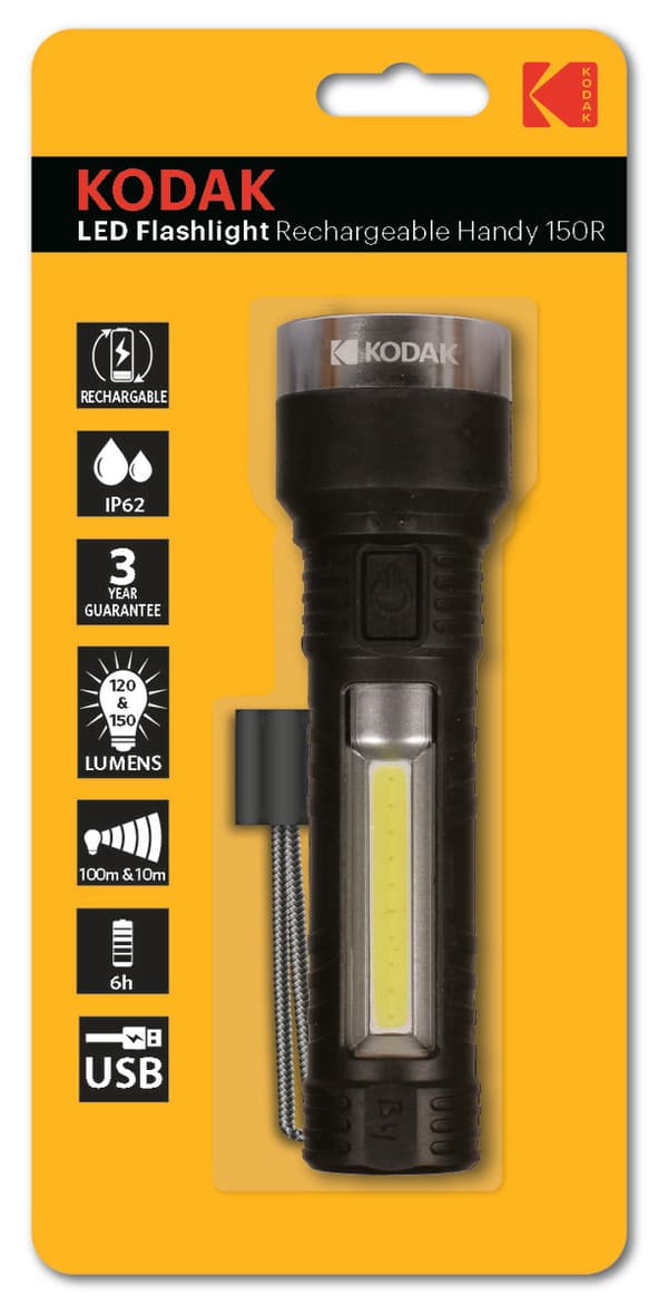 KODAK LED Handy 150R ladattava USB-taskulamppu