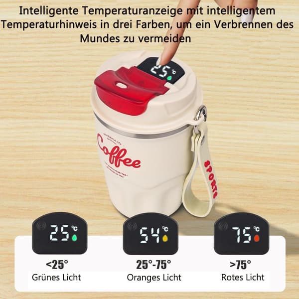 Smart Thermo Cup, 316 Rustfrit Stål, 12h Varme, Lækagesikker, 360 ml