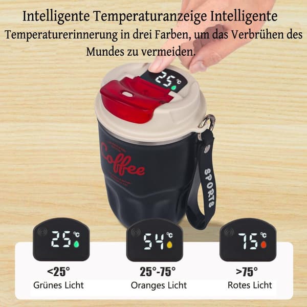 Smart Thermo Cup, 316 Rustfrit Stål, 12h Varme, Lækagesikker, 360 ml