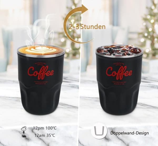 Smart Thermo Cup, 316 Rustfrit Stål, 12h Varme, Lækagesikker, 360 ml