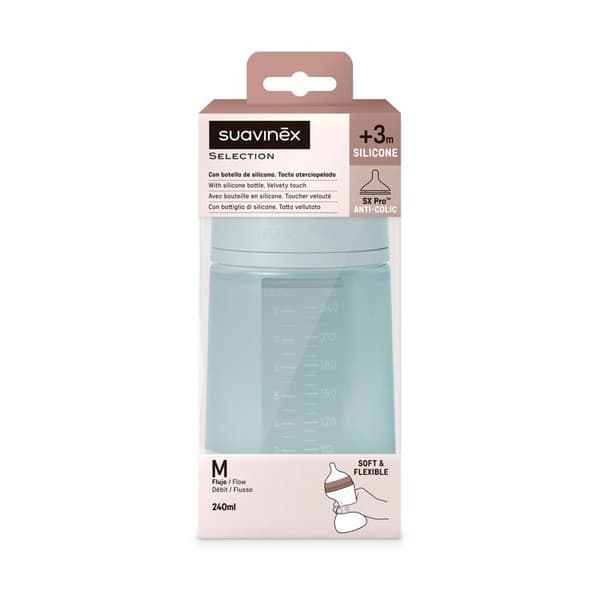 Chicco - SUA000003 - 308071-FLACON SILIKON 240ML/SX PRO DÅT MOYEN/BLEU/NWE HEL SILIKON