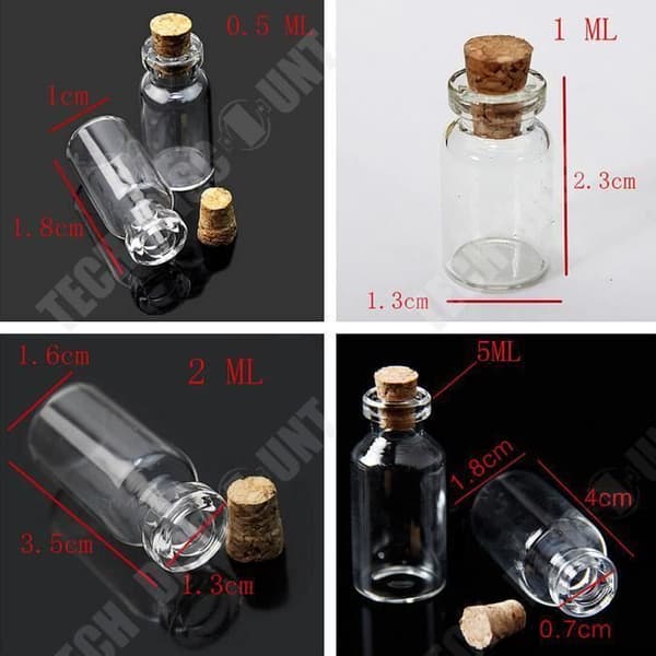 TD® 10 st 5 ml flaskor Miniflaska flaskor Glaskorkpropp Klar