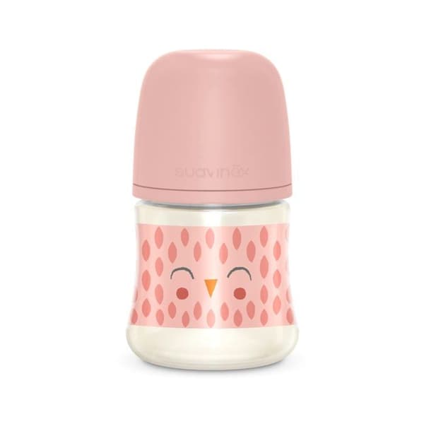 Suavinex - SUA000063 - 307831 - GLASFLASKA 120ML/SX PRO TAC FYSIOLOGISK LÅNGSAM FLÖDE/ROSA CHIBOU/BONHOMY
