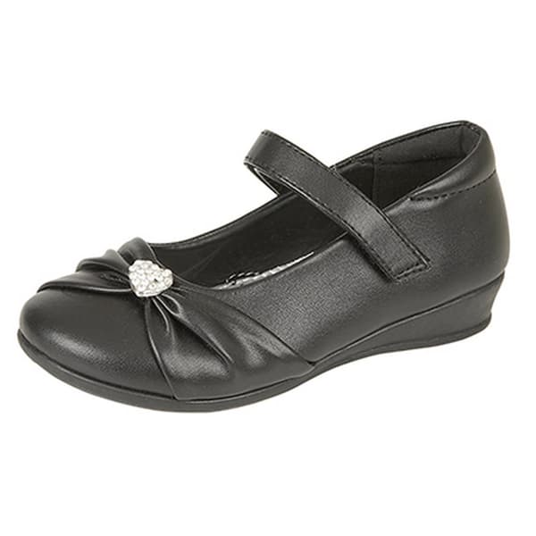 US Brass Girls Paige II Touch Fastening Bar Diamante Trim Shoes