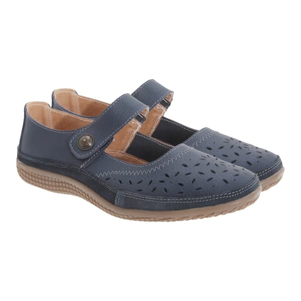 Boulevard Womens/Ladies Wide Fitting Touch Fastening Perforated Bar Shoes