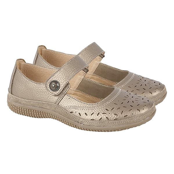 Boulevard Womens/Ladies Wide Fitting Touch Fastening Perforated Bar Shoes