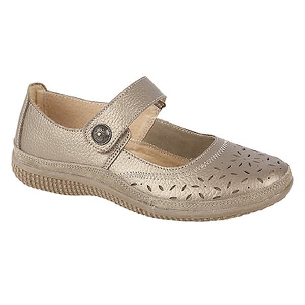 Boulevard Womens/Ladies Wide Fitting Touch Fastening Perforated Bar Shoes