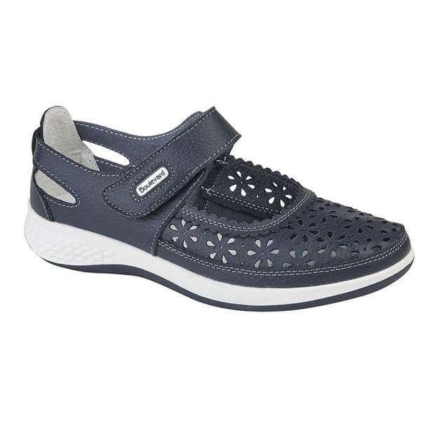 Boulevard Womens/Ladies Wide Fitting Window Back Punched Bar Shoes