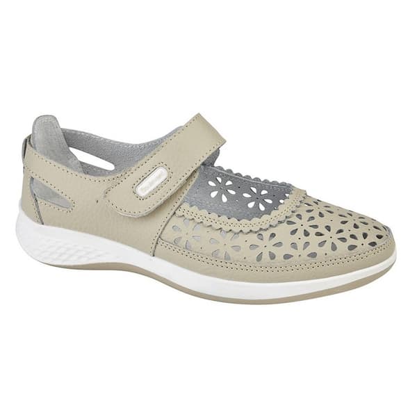 Boulevard Dame/Damer med bred pasform med vinduet tilbage med stansede barsko Beige 6 UK
