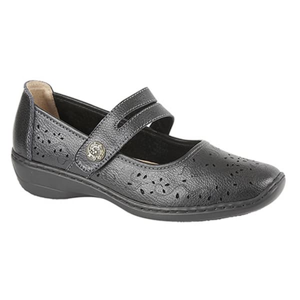 Boulevard Womens/Ladies Touch Fastening Perforated Bar Casual Leather Shoes