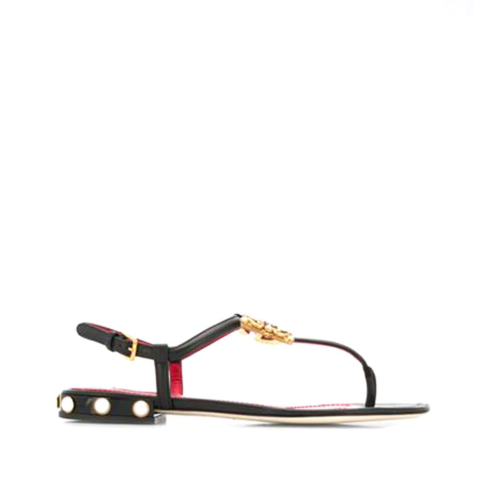 Dolce&Gabbana Logo Leather Flats Red