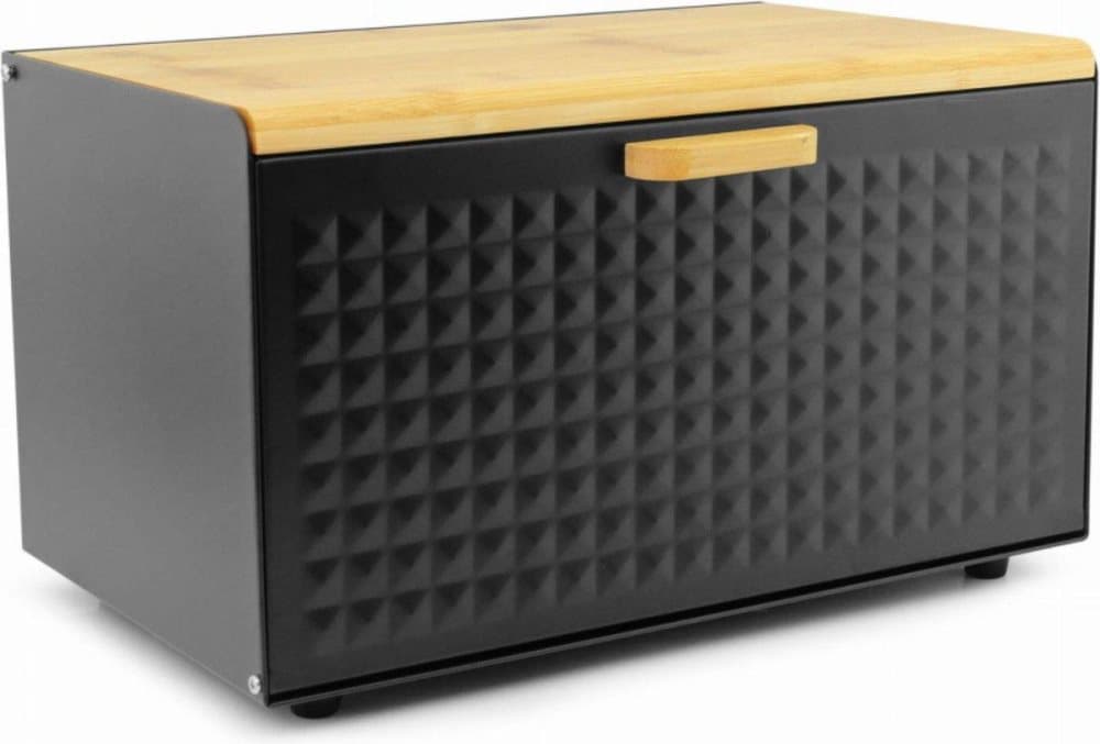 Lyxig brödlåda Svart med bambu - Brödförvaringslåda - 36x21x21CM