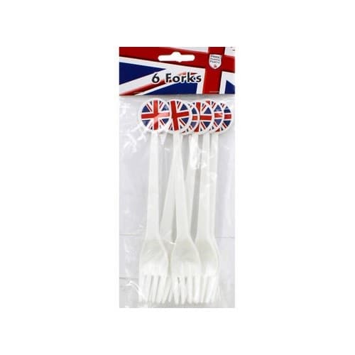 Amscan Great Britain Plastic Forks (Pack of 6) White One Size
