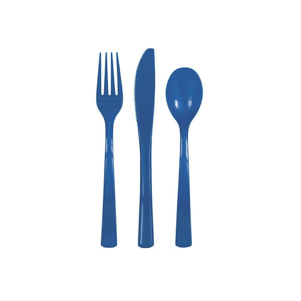Unique Party Plastic Cutlery Set (Pack of 18) Royal Blue One Size