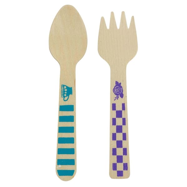 Alice In Wonderland Tea Party Disposable Cutlery Set (Pack of 24) Beige/Green/Purple One Size