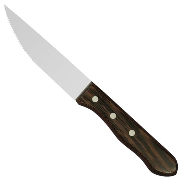 Hammastettu pihviveitsi, ruostumaton teräs, puinen WENGE-kahva, pituus 125 mm - Hendi 841143