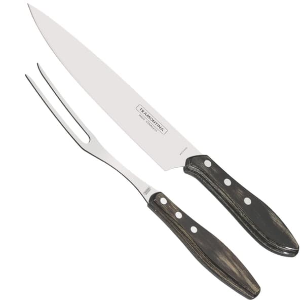 Ruostumattomasta teräksestä valmistettu Churrasco pihviruokailuvälinesarja 2 kpl.