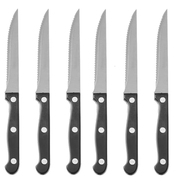 Tandad stekkniv i rostfritt stål, längd 215 mm, set om 6 st. - Hendi 781449
