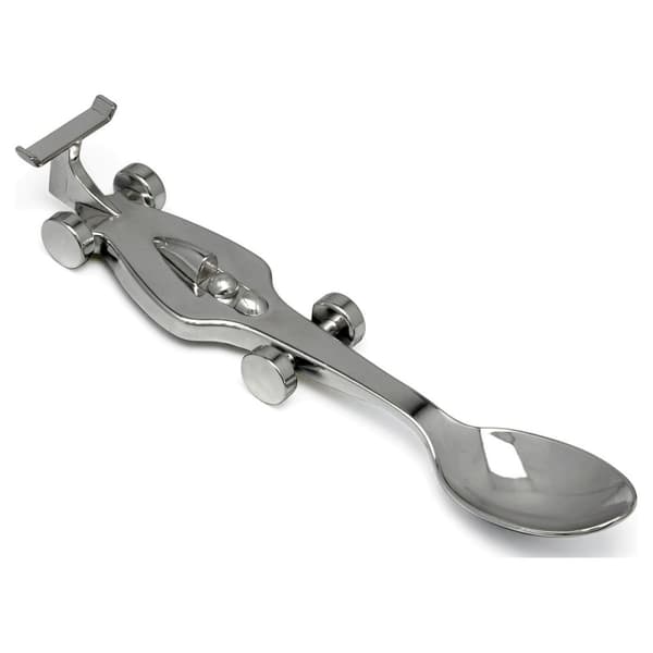 Sølvbelagt ske, tyk formel 1, til børn med gravering | Størrelse: 152x29x23mm | SKU: ZV7518261