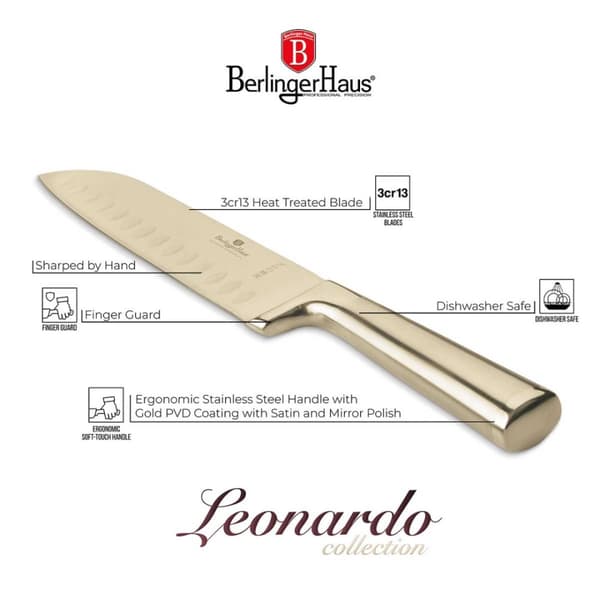 TERÄS SANTOKU VEITSI BERLINGER HAUS 17,5cm BH-2829 GOLD