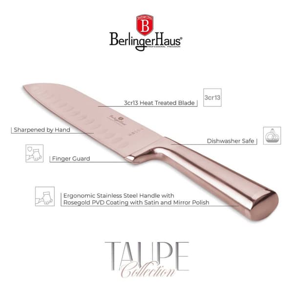 STÅL SANTOKUKNIV BERLINGER HAUS 17,5cm BH-2935 ROSE GULD
