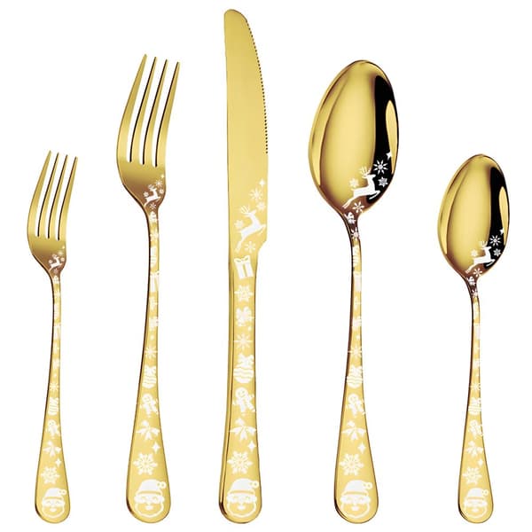 40-delt Bestik Sæt, Rustfrit Stål, Elegant Design, 5 Brugere,Guld