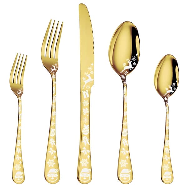 40-delt Bestik Sæt, Rustfrit Stål, Elegant Design, 5 Brugere,Guld