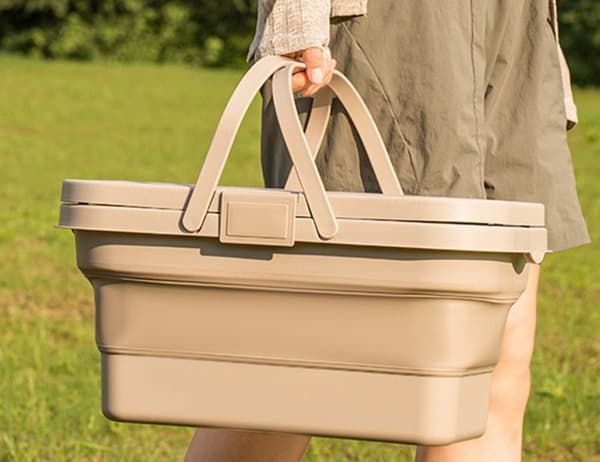 Foldbar udendørs picnickurv bærbar, let, robust og holdbar multifunktionel opbevaringskurv med stor kapacitet til camping