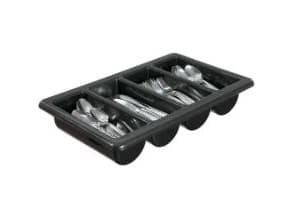 Bestikkasse 1/1 GN 53x32.5x10 cm 4-rum Sort,stk