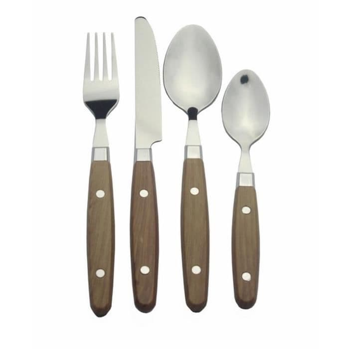 Pradel Excellence 3842 Menagere 16 kappaletta puukahvaa 2 niittiä - ruostumatonta terästä - 4 veistä, 4 haaruketta, 4 lusikkaa