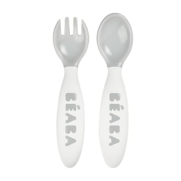 BEABA, Set med 2 ergonomiska bestick 2nd age, Light Mist