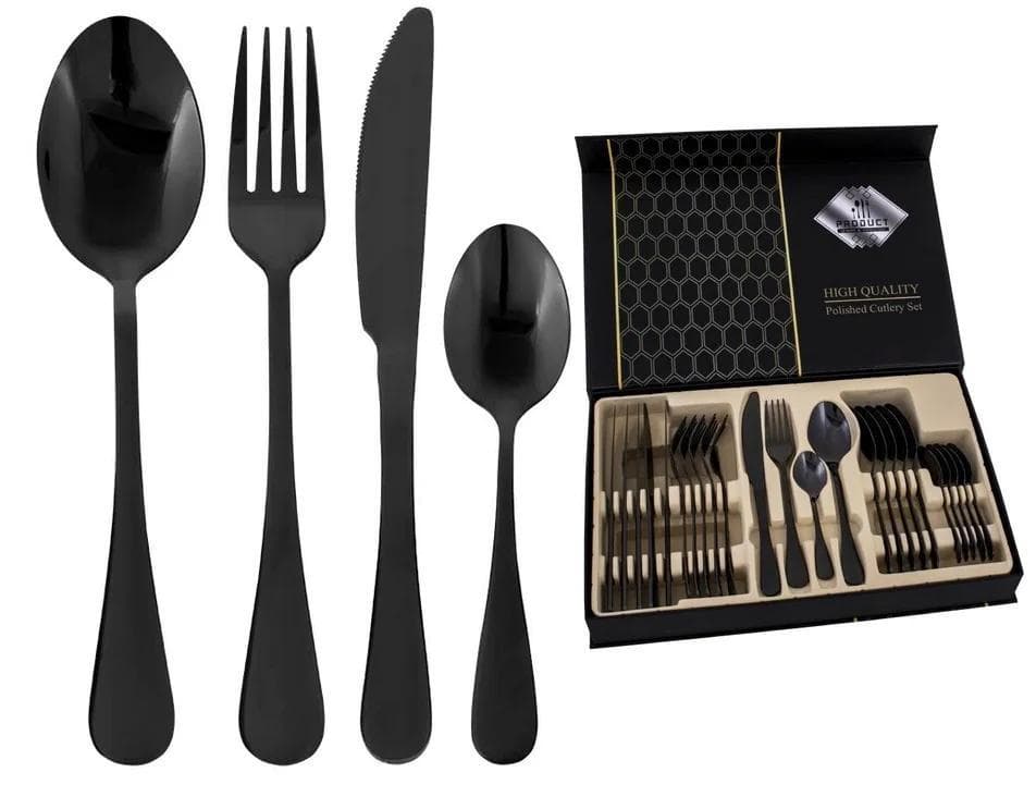 Exklusivt SVART BESTÄCK - Bestickset 24 delar