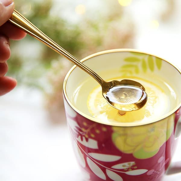 8x Dessertskedar, Blommor - Guld