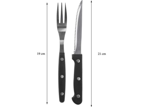 BBQ Bestikk for biffer, burgere, kniver, gafler, 12 deler, universal