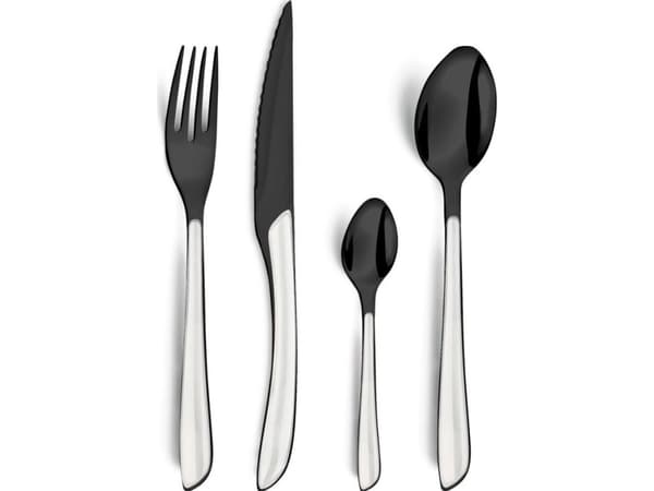 Amefa Lumino 1422 - 16 pcs Cutlery Set (Bright Black PVD – White handle)