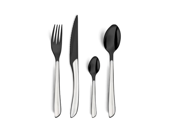 Amefa Lumino 1422 - 16 pcs Cutlery Set (Bright Black PVD – White handle)