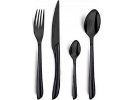 Amefa Lumino 1422 - 16 pcs Bestik sæt  (Bright Black PVD – Black handle)