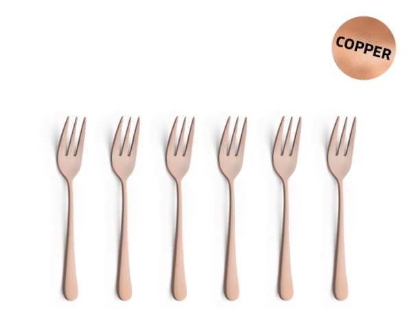 Austin 1410 - 6 Cake Forks in trend box - copper