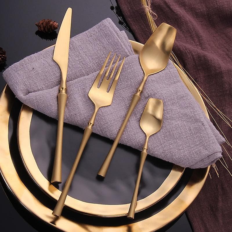 4pcs/set Stainless Steel Cutlery Set Gold
