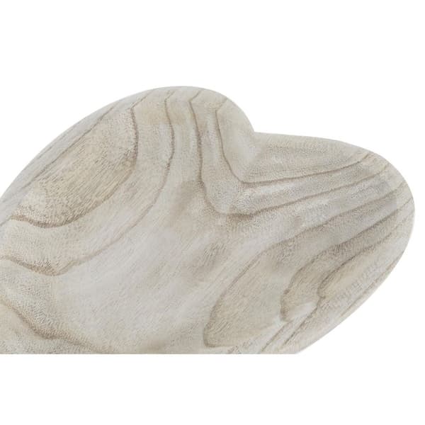 Snacksbricka DKD Home Decor Ljusbrun Naturell Hjärta Tropiskt 35 x 24 x 4 cm