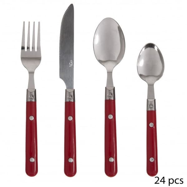 24-delars bestickset "Jasmin" Secret de gourmet - Röd