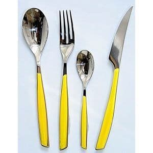 Yellow Glamour 24-delat bestickset - Bugatti - 18/10 rostfritt stål - SAN handtag - Tål att diska i diskmaskin