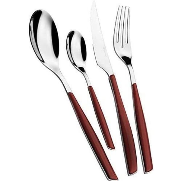 Bestick - Bugatti - Glamour - 24 delar - Färg Marsala - Rostfritt stål
